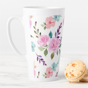 Tasse Latte Aquarelle rose
