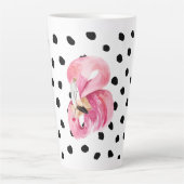 Tasse Latte Aquarelle rose exotique moderne Flamant rose & poi (Devant)