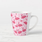 Tasse Latte Aquarelle rose Flamant rose sur design rose (Droite)