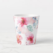 Tasse Latte Aquarelle rose floral (Devant)