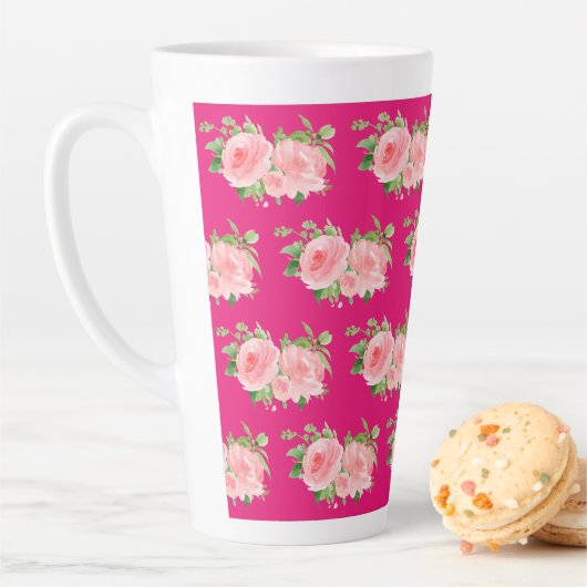 Tasse Latte Aquarelle rose moderne (En situation)