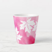 Tasse Latte Aquarelle rose moderne et feuilles d'érable blanc (Devant)