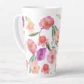 Tasse Latte Aquarelle rose violet rose de la fille (Angle gauche)
