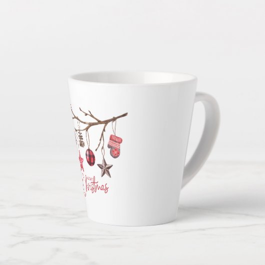 Tasse Latte Aquarelle Rustique Joyeux Noël (Angle droit)