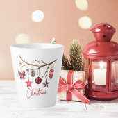 Tasse Latte Aquarelle Rustique Joyeux Noël