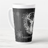 Tasse Latte Aquarelle rustique renne blanc (Angle gauche)