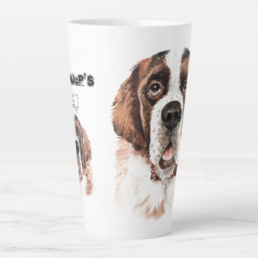 Tasse Latte Aquarelle Saint Bernard (Devant)