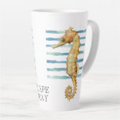 Tasse Latte Aquarelle Seahorse Beach Côtier CAPE MAY (Angle droit)