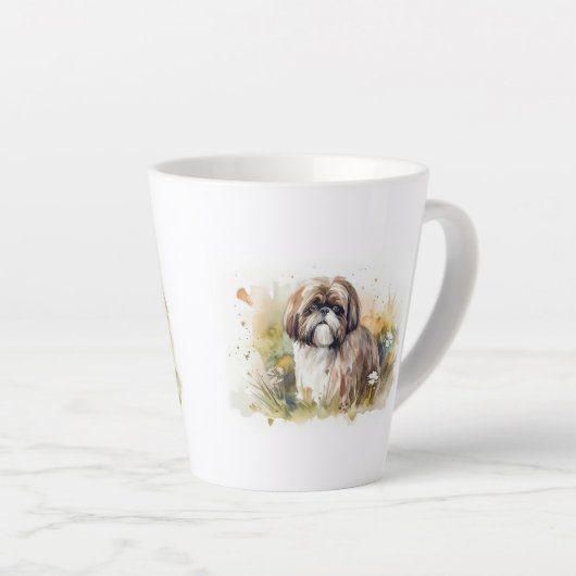 Tasse Latte Aquarelle Shih Tzu (Angle droit)