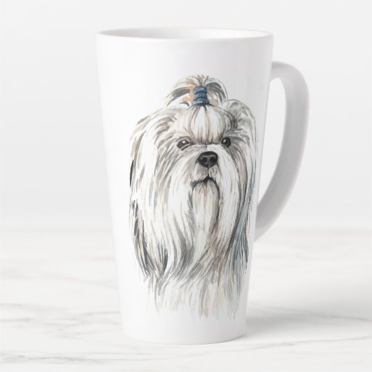 Tasse Latte Aquarelle Shih Tzu (Angle droit)