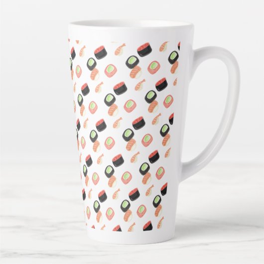 Tasse Latte Aquarelle Sushi Rolls Saumon de concombre (Droite)