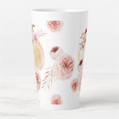 Tasse Latte Aquarelle tendance Citrouille et fleurs | Automne (Devant)