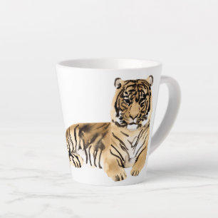 Tasse Latte Aquarelle Tiger Repose
