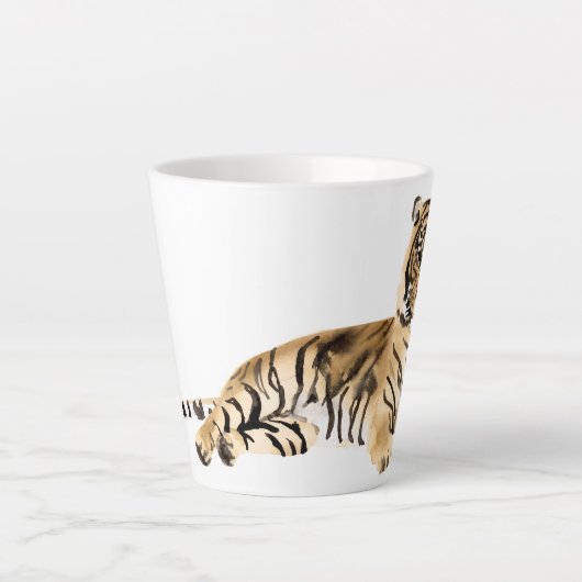 Tasse Latte Aquarelle Tiger Repose (Devant)