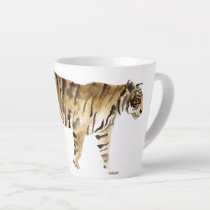 Tasse Latte Aquarelle Tigre Marcher