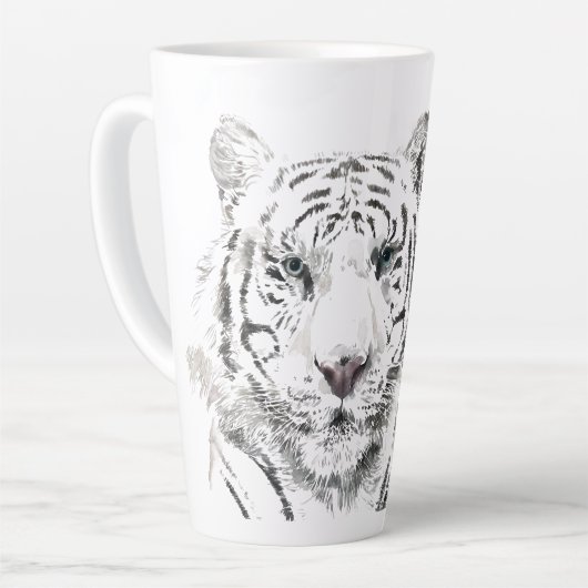 Tasse Latte Aquarelle Tigre originale Zodiac chinois initial L (Angle gauche)