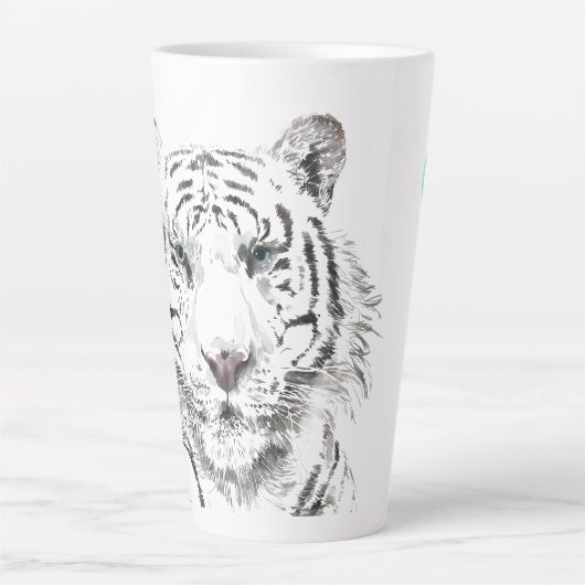 Tasse Latte Aquarelle Tigre originale Zodiac chinois initial L (Devant)
