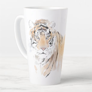 Tasse Latte Aquarelle Tigre originale Zodiac chinois initial L
