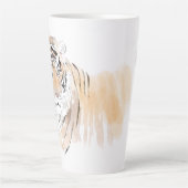 Tasse Latte Aquarelle Tigre originale Zodiac chinois initial L (Devant)