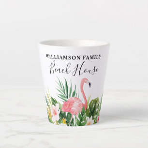 Tasse Latte Aquarelle Tropical Floral Family Beach House