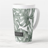 Tasse Latte Aquarelle tropicale Oasis moderne Feuille Motif (Angle droit)