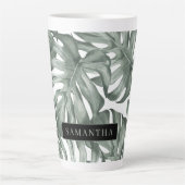 Tasse Latte Aquarelle tropicale Oasis moderne Feuille Motif (Devant)