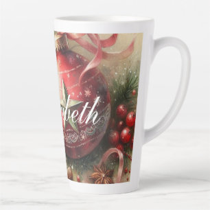 Tasse Latte Aquarelle vintage Pastel Ornements de Noël