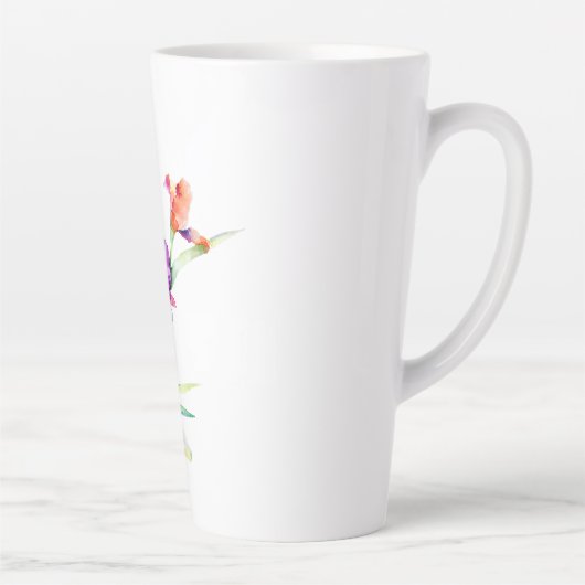 Tasse Latte Aquarelle violette Iris personnalisée (Droite)
