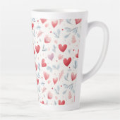 Tasse Latte Aquarelle Whimsical Coeurs et Motif Feuille (Droite)