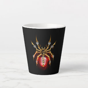 Tasse Latte Araignée steampunk sur fond noir