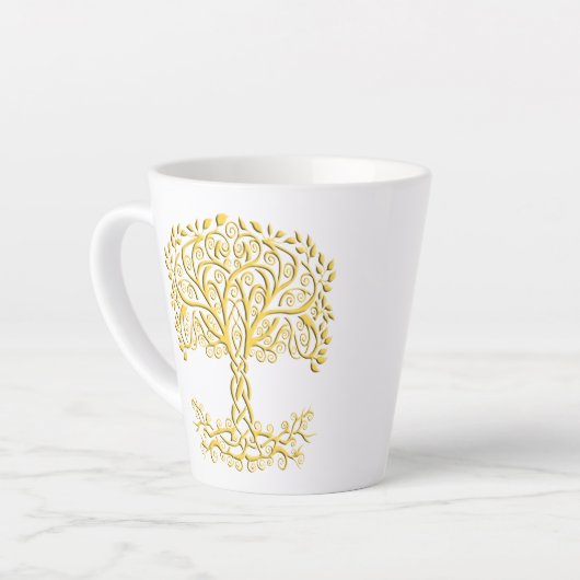 Tasse Latte Arbre Celtique Jaune (Angle gauche)
