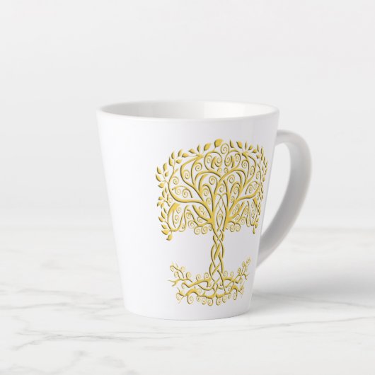 Tasse Latte Arbre Celtique Jaune (Angle droit)