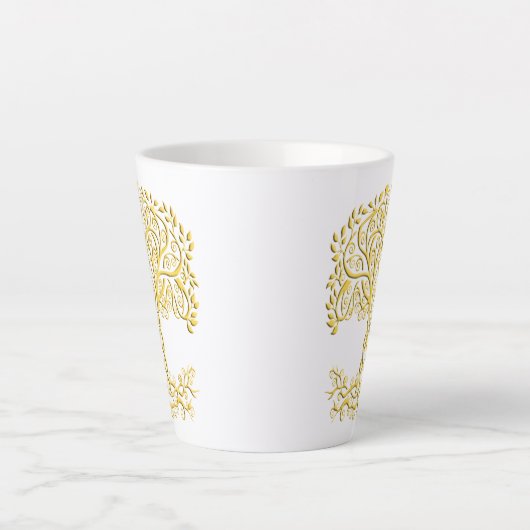 Tasse Latte Arbre Celtique Jaune (Devant)