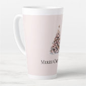 Tasse Latte Arbre de Noël blanc rose pâle (Angle gauche)