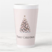 Tasse Latte Arbre de Noël blanc rose pâle (Devant)