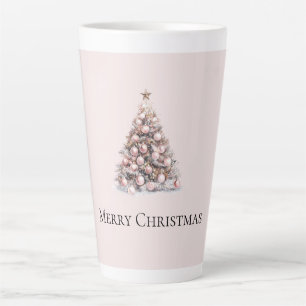 Tasse Latte Arbre de Noël blanc rose pâle