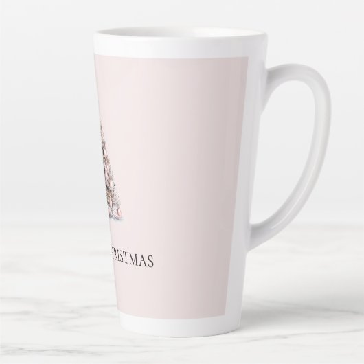 Tasse Latte Arbre de Noël blanc rose pâle (Droite)