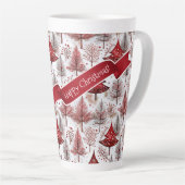 Tasse Latte Arbre de Noël blanc rouge Motif #4 ID1009 (Angle droit)