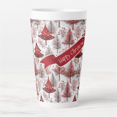 Tasse Latte Arbre de Noël blanc rouge Motif #4 ID1009 (Devant)