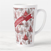 Tasse Latte Arbre de Noël blanc rouge Motif #4 ID1009 (Droite)