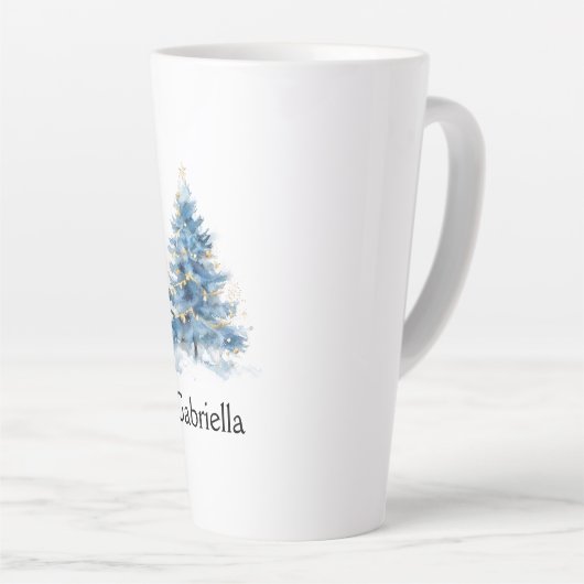Tasse Latte Arbre de Noël bleu or (Angle droit)