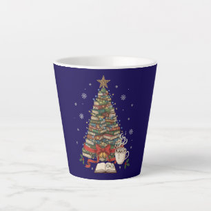 Tasse Latte Arbre de Noël cosy pour lecteurs et bibliophiles