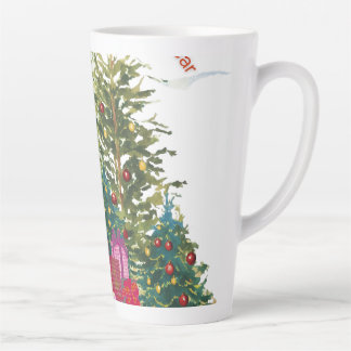 Tasse Latte Arbre de Noël festif avec cadeaux