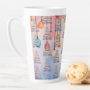 Tasse Latte Arbre de Noël Fishing Merry Fishmas