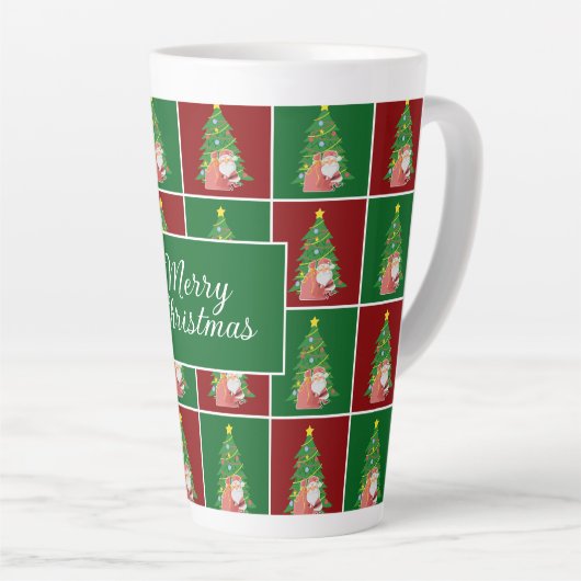 Tasse Latte Arbre de Noël | PÈRE NOËL | personnalisable rouge- (Angle droit)