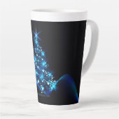 Tasse Latte arbre de Noël stylisé SlipperyJoe bleu brillant s (Angle droit)