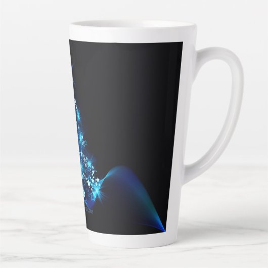Tasse Latte arbre de Noël stylisé SlipperyJoe bleu brillant s (Droite)