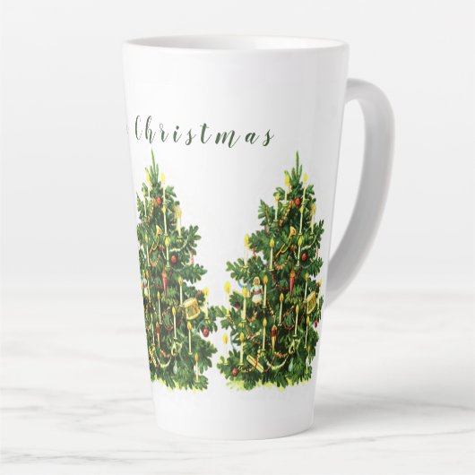 Tasse Latte Arbre de Noël Vintage (Angle droit)