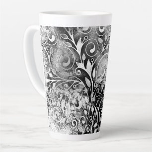 Tasse Latte Arbre De Vie - Spirales Feuille Grunge Style 1