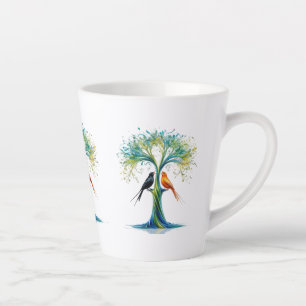 Tasse Latte Arbre d'Harmonie - Deux oiseaux vibrants Nature Ab